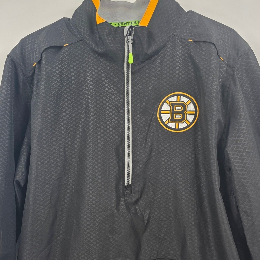 REEKBOK CENTER ICE BOSTON BRUINS 1/4 Zip WINDBREAKER MENS MEDIUM BLACK YELLOW - Picture 4 of 15